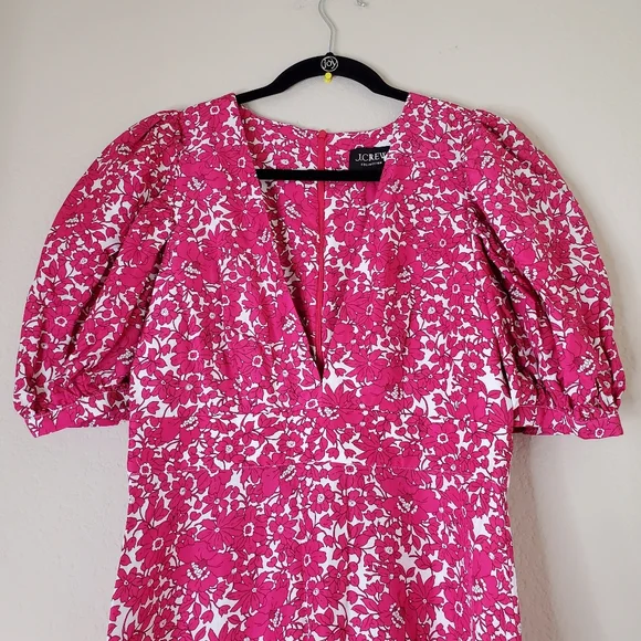 J. Crew Collection Puff Sleeve V Neck Maxi Dress Drapey Floral Pink Sz 8 Easter - Picture 7 of 15